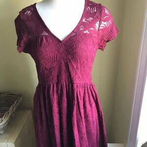Peach Royal Burgundy Lace Dress Size M